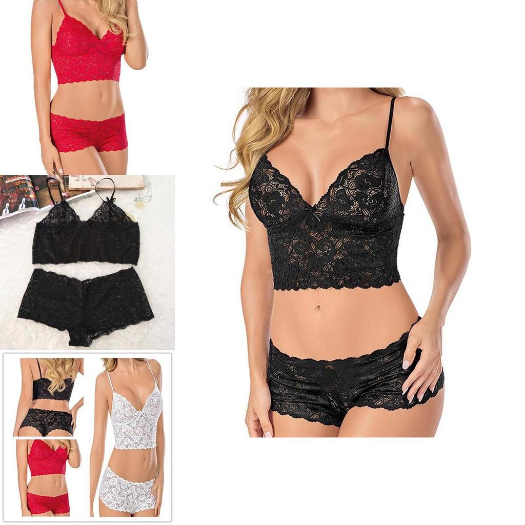 Women Sexy Lingerie Corset Lace Push Up Vest Top Bra And Pant Set Underwear Charm For Elegant Nights