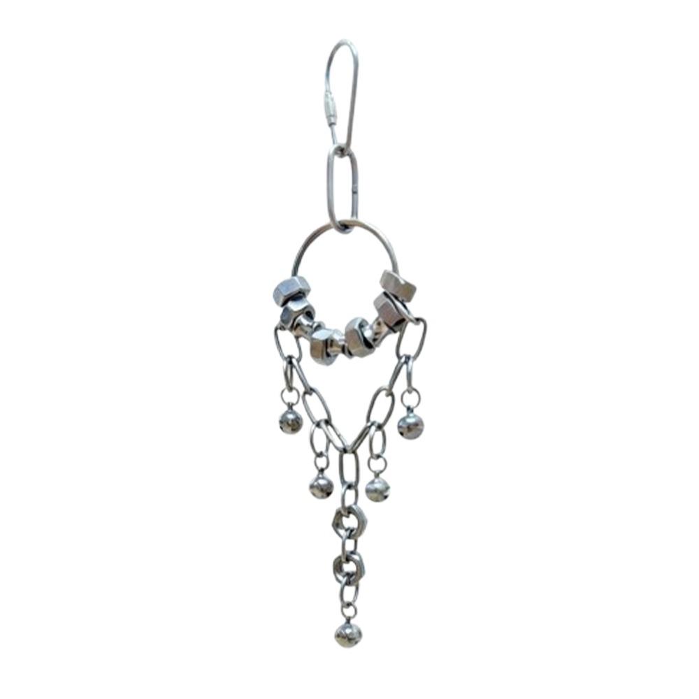 Bite Resistant Parrot Chew Toy Parrot Perch Bell Toy  Parrot Enrichment Activity серебряный