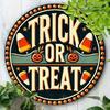 Vintage Round Metal Halloween Sign Rustic Outdoor Indoor Decor