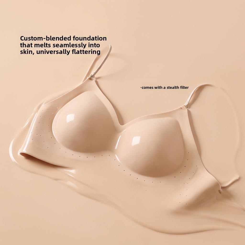 Breathable Seamless Beautiful Back Bra, Fixed Cup Push Up Anti-Sagging Side Support Wireless Back Closure Comfortable Lingerie