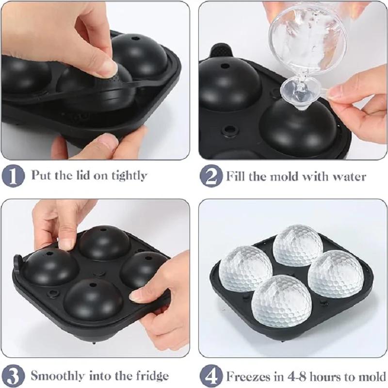 Golf Silicone Ice Ball Round Mold Whiskey Special 4 Golf Ice Grid Mold Kitchen Tools