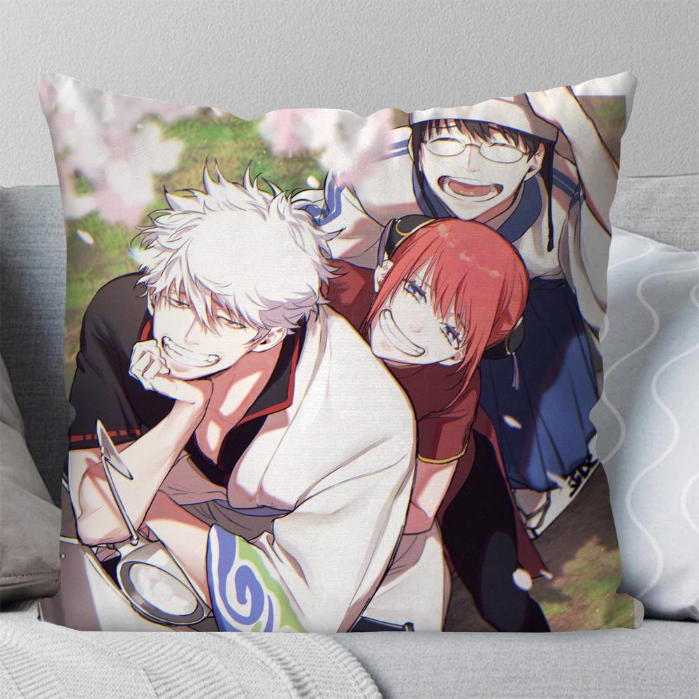 1pc Gintama Animation Pillow Case Square Pillow Bedroom Sofa Leisure Comfort Cushion Car Living Room Home Decoration 40X40