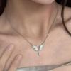 Y2K Strass-Engelsflügel Anhänger Halskette Klassische Mode Kupferfarbene Ringe Abendbankett Schmuck Geschenke