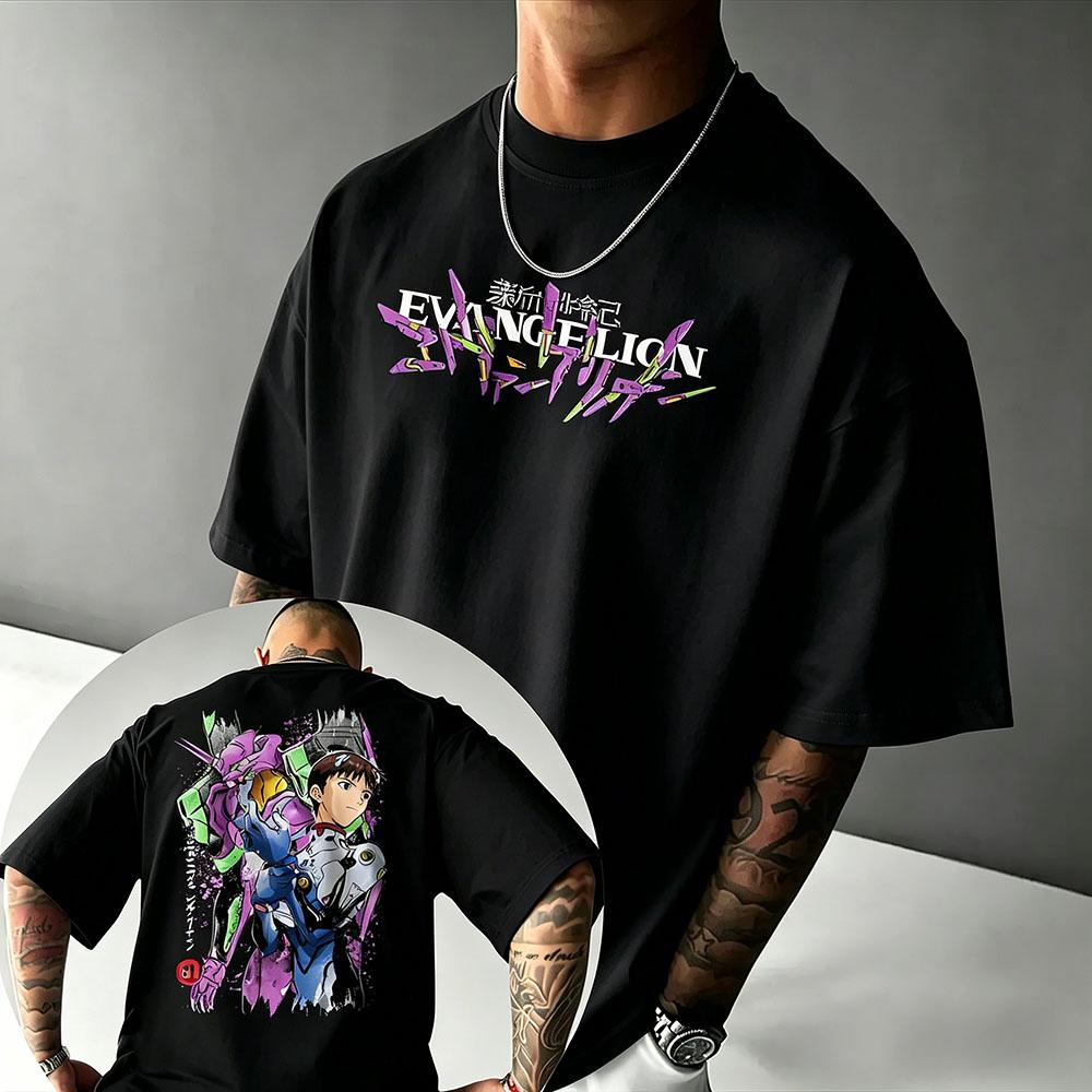 2026 Summer New Arrival Evangelion Pattern Street Style Print ShortSleeve TShirt Y2K Style Suitable for Both Unisex and Unisex