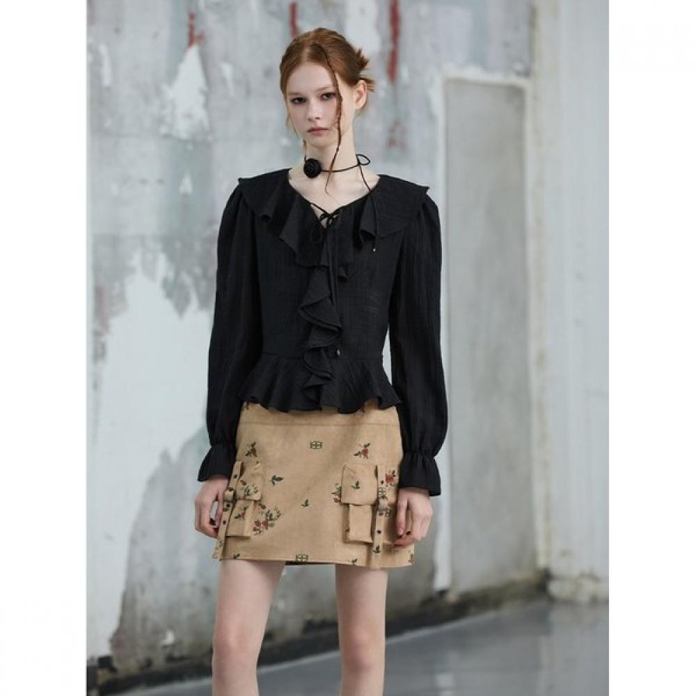 Egoist Feminine Ruffle Blouse Er3obl02 BK/55