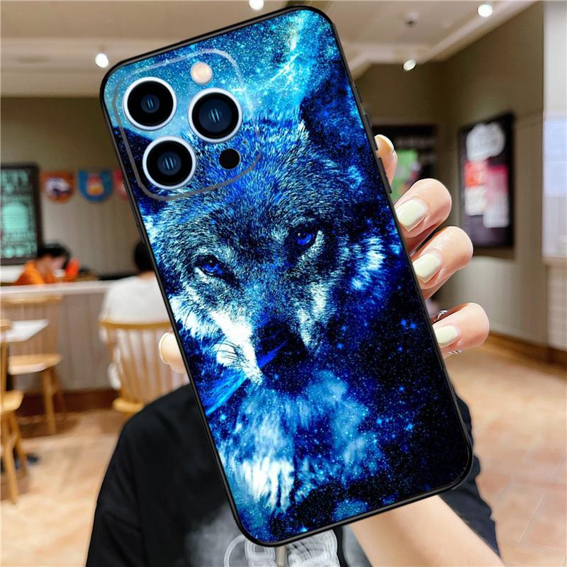 Animal Wolf Galaxy Soft Case For iPhone 16 15 Pro Max 14 Plus 13 12 Mini 11 XS Max X XR 7 8 Back Cover