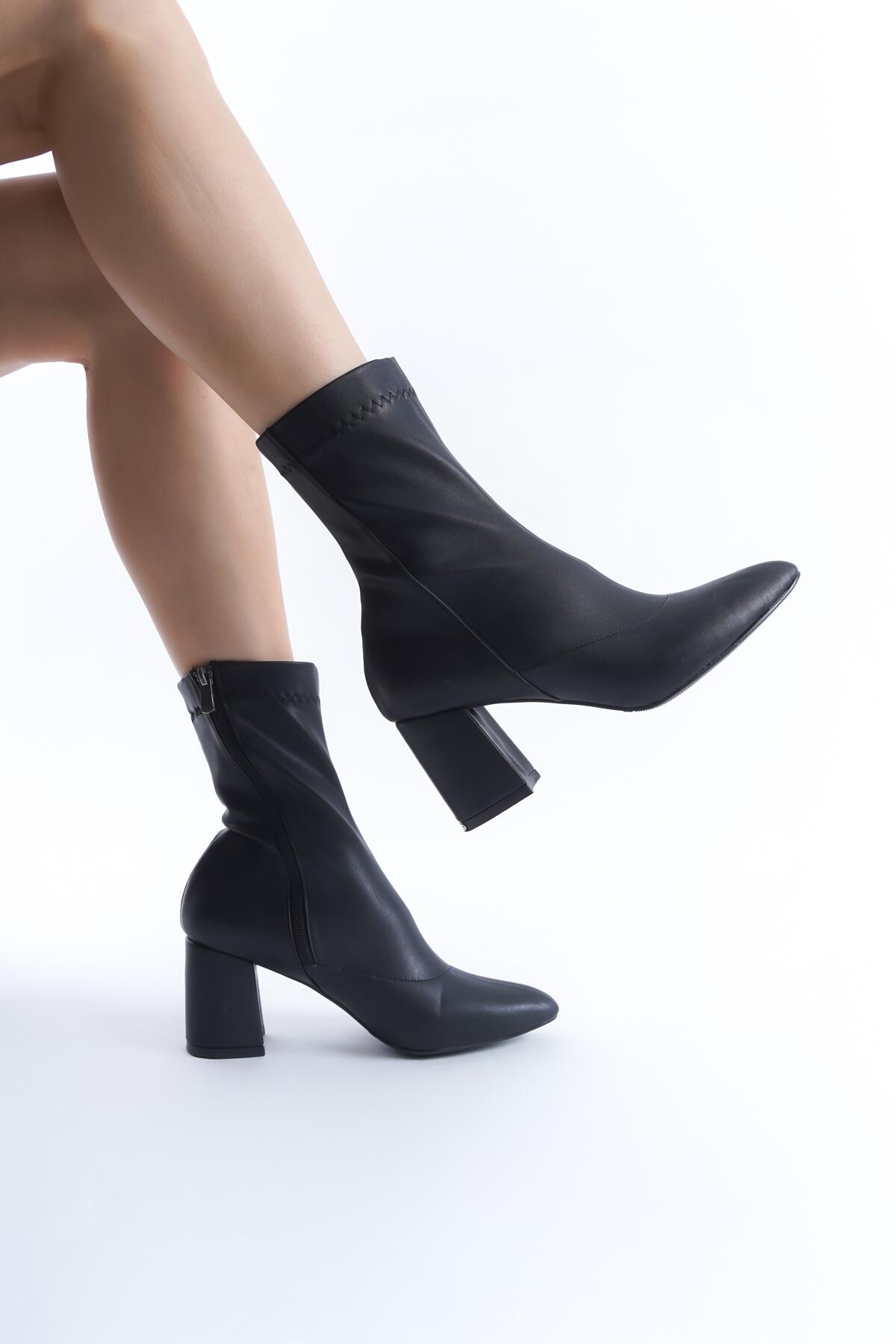 

Women s Fashion Style Special Design Zippered Stretch Low Heel Boots 36
