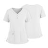 Women's Short Sleeved Solid Color V-neck Buttonable Side Slit Top T-shirt