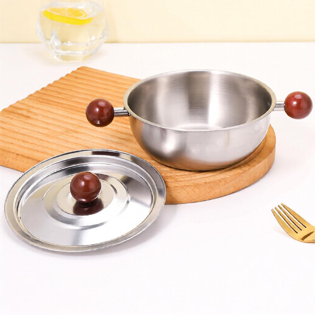 Multifunction Use Stainless Steel Pan Wooden Handle Pan