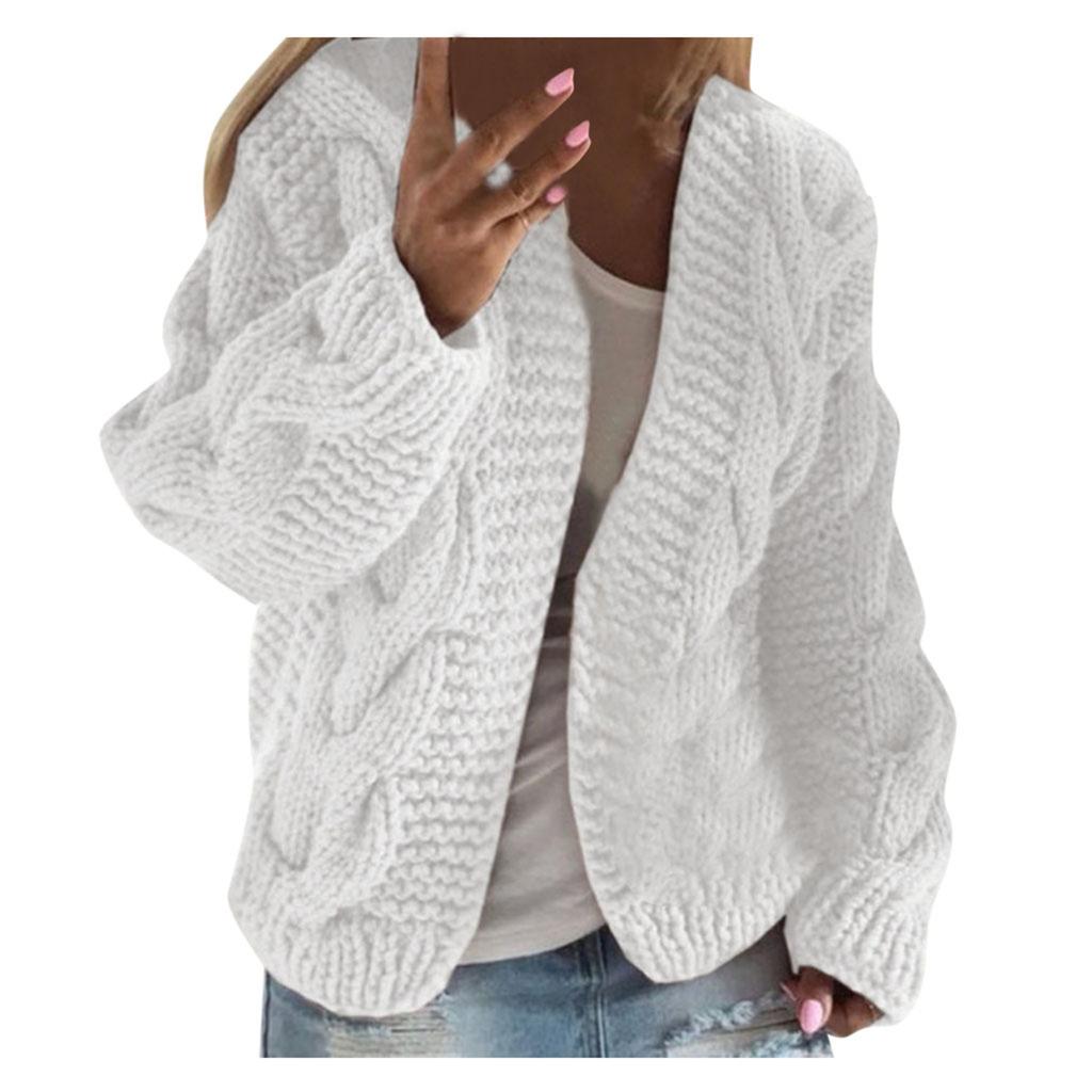 Women Knit Pocket Cardigan Long Sleeve Sweater Causal Loose Sweater Coat Outwear