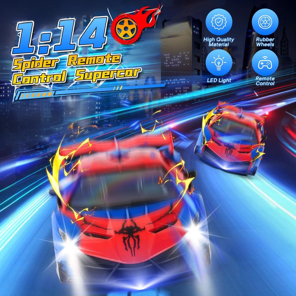 RC Supercar 2.4GHz Remote Control, Spider-themed Racing Toy, Rechargeable Battery, Best Gift for Boys
