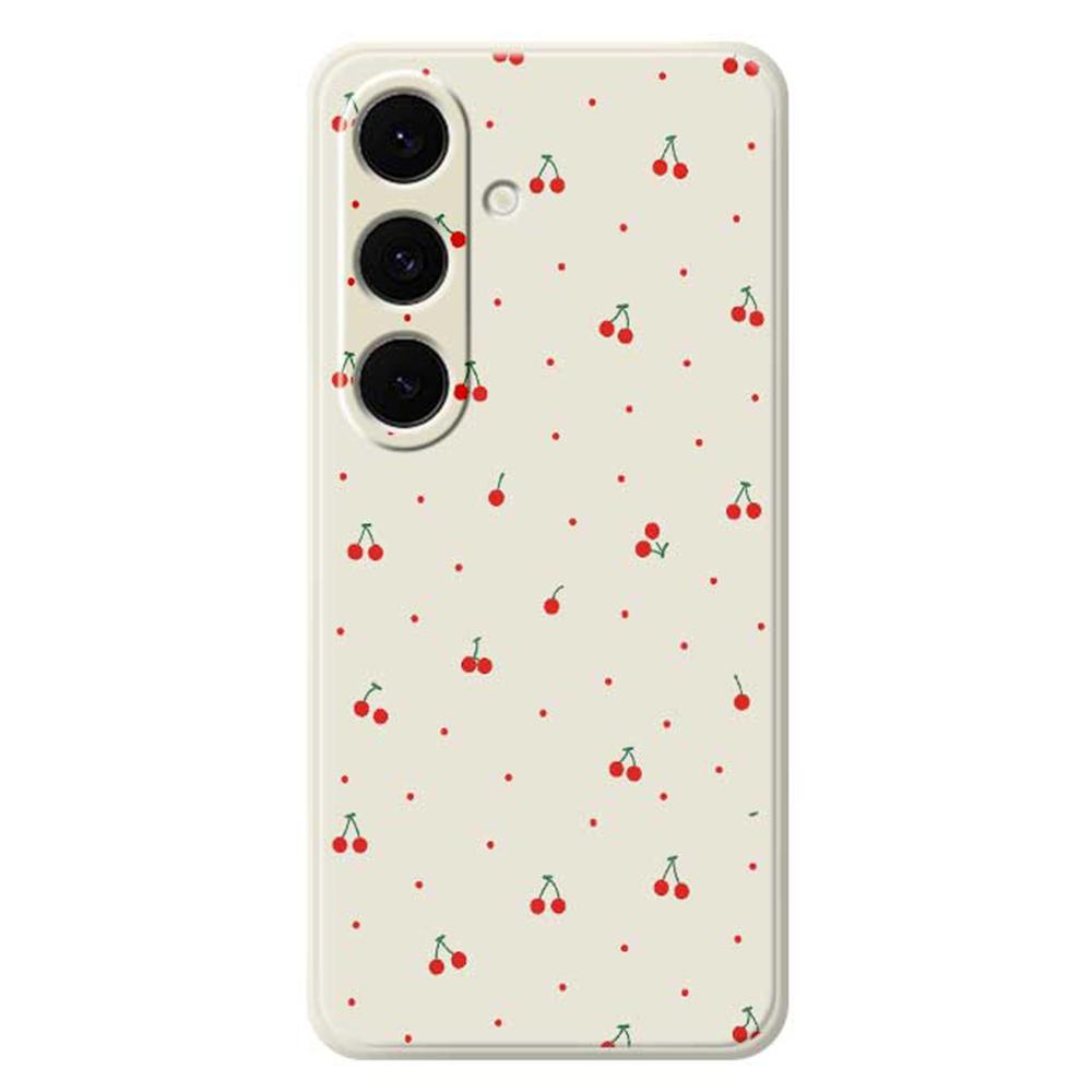 For Samsung Galaxy S24 FE Case Red Cherry Pattern Printing Straight Edge TPU Phone Back Cover
