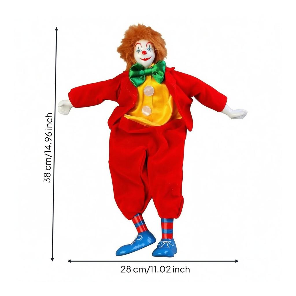Clown Figurine with Cloth Body Adorable Handmade Lovely