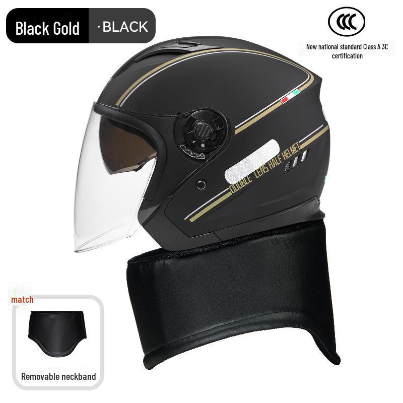 BYB A-Class 3C Certified Universal Helmet with Anti-Fog Dual Lens for Motorcycle/Electric Vehicle (Four Seasons).