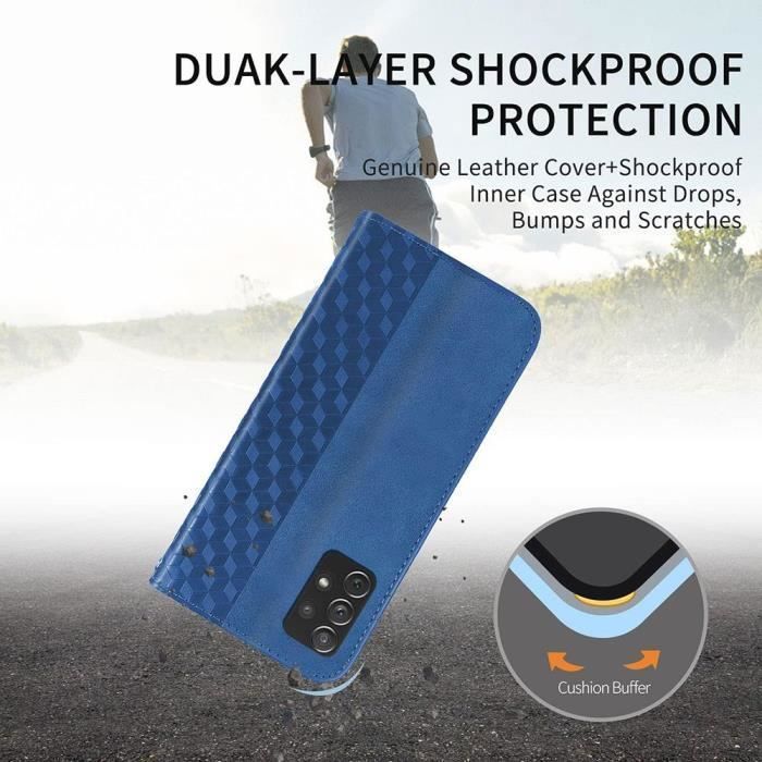 Coque - e.F.Connection - pour xiaomi redmi 12 - flip en cuir - motif mosaïque - bleu marine