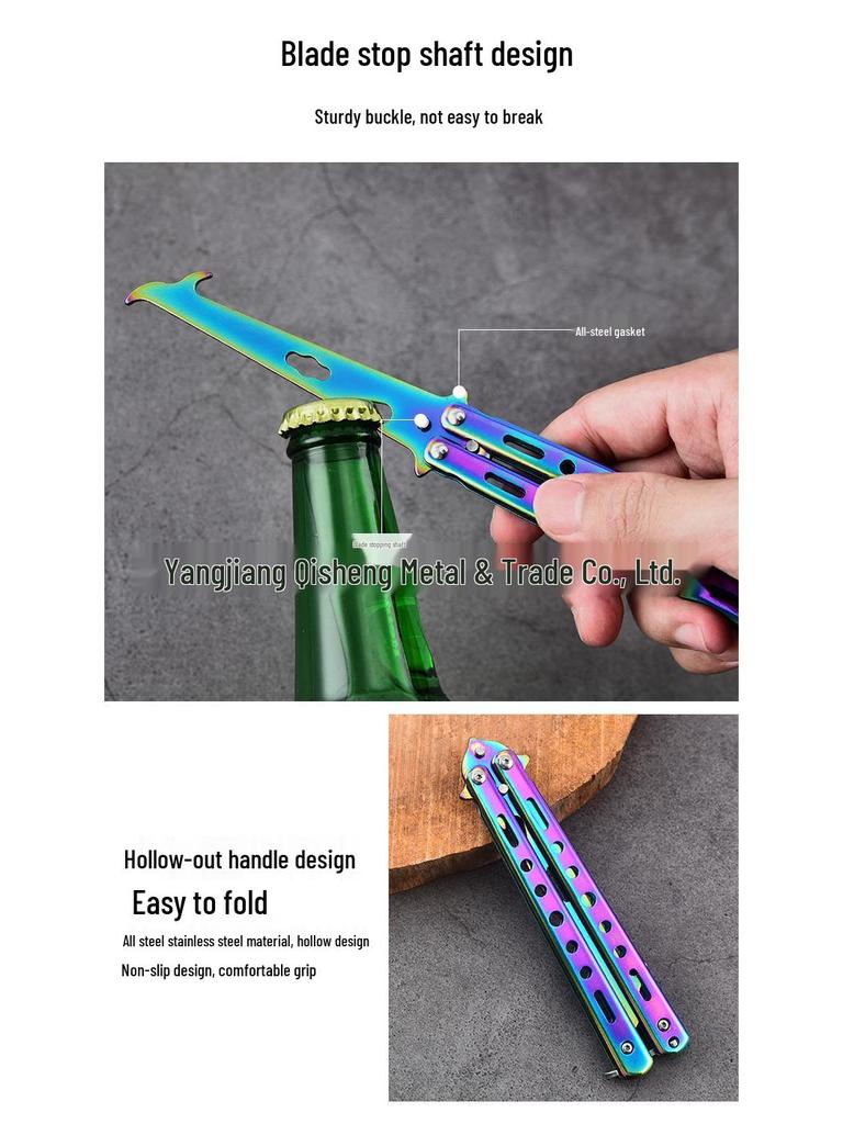 Unsharpened Stainless Steel Folding Knife with Multi-Tool Stone Hook for Tire Cleaning and Digging