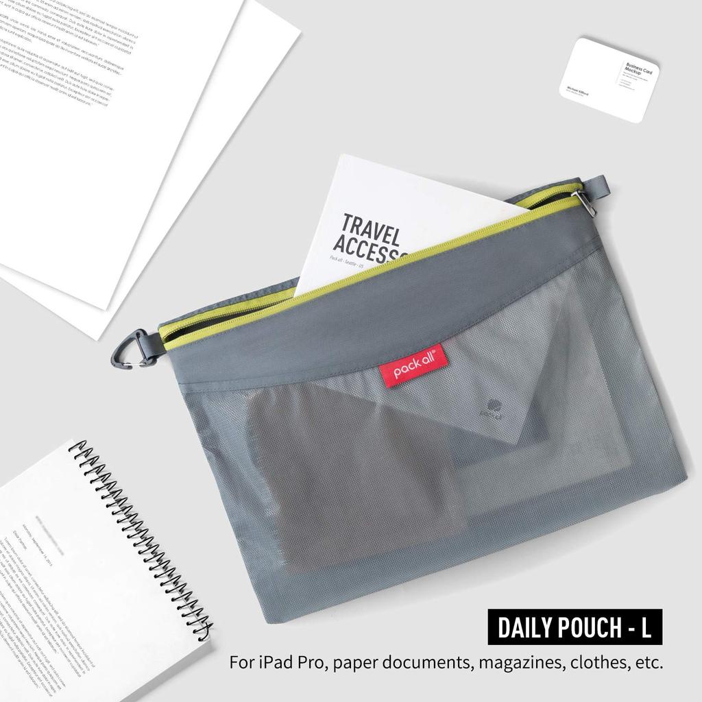 Pack All Mesh Pouch Travel Pouch Set with Zippered File Small Document Travel Office Stationery Storage, Organizer, Organizer, Storage, Supplies,