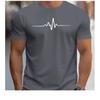 Men Heartbeat Print Short Sleeve T Shirt Crew Neck Casual ECG Line Graphic Tee