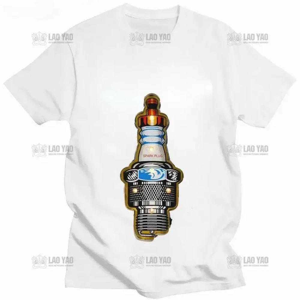 Sparking Plug T Shirt Men  Summer New Arrival O-neck Industrial Style  DIY T-shirts  Tops Men Clothing