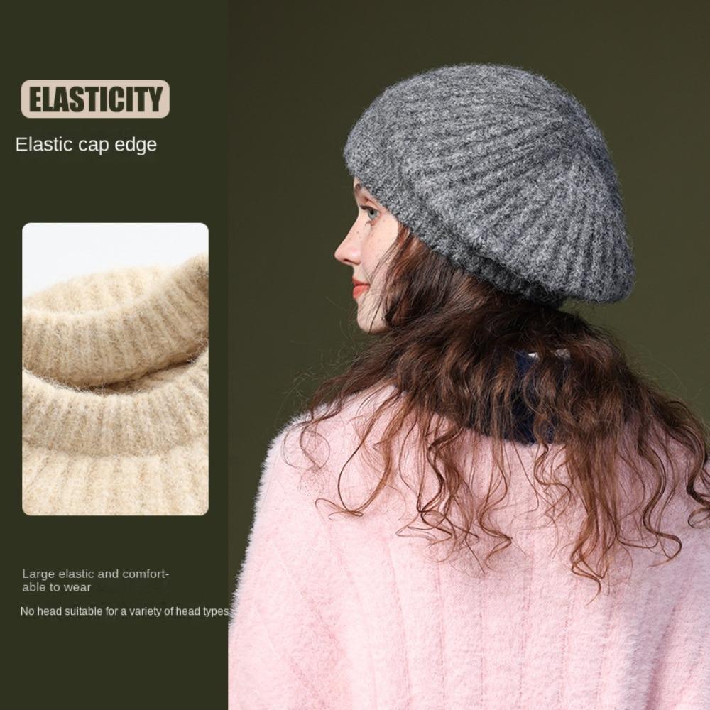 Elastic Knitted Berets British Style Artist Hat Fashion Newsboy Cap Outdoor