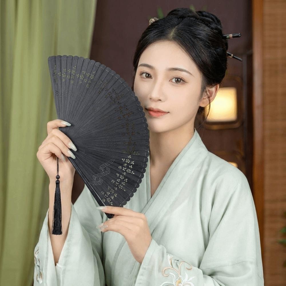Classical Chinese Style Fan Solid Color Handheld Fans Decorative Fan Dance Fan  Summer
