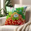 Süßer Frosch Cartoon Spiel Lustiges Gesicht O-Om N-Nom Kissenbezug Für Kissen Druck Sofa Dekoration Zuhause Auto Büro Nordische Schlichtheit