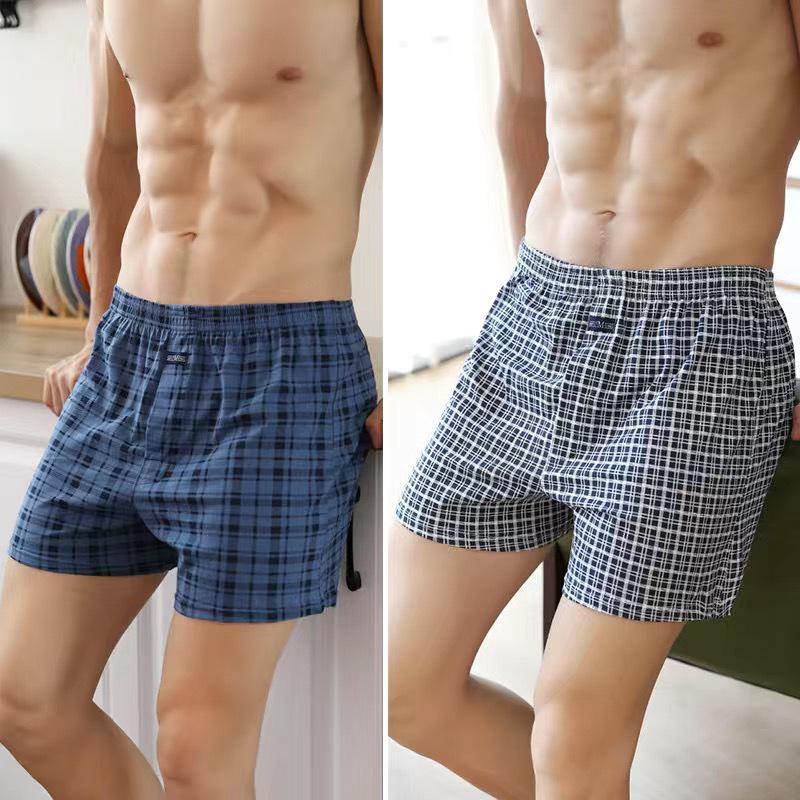 Men's High Waist Cotton Boxer Shorts - Loose Fit Sleep & Home Pants, Plus Size, Lightweight Four-Corner Design
