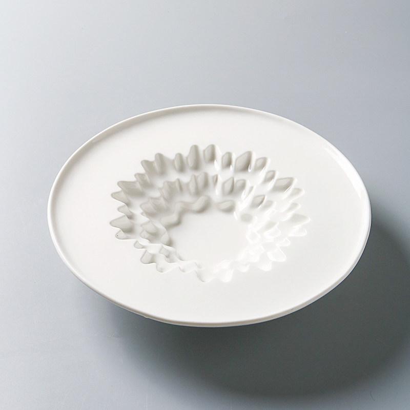 Nordic Irregular-shaped Ceramic Dinner Plate Home Round White Dinner Plate Hotel Pasta Salad Plate Kitchen Cooking Bowls Dishes