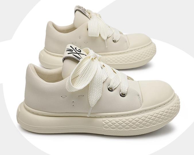 Summer  Women Thick-soled Heightening Head Big Head Versatile Casual Fashion Round Head Sports Men Board Shoes 36