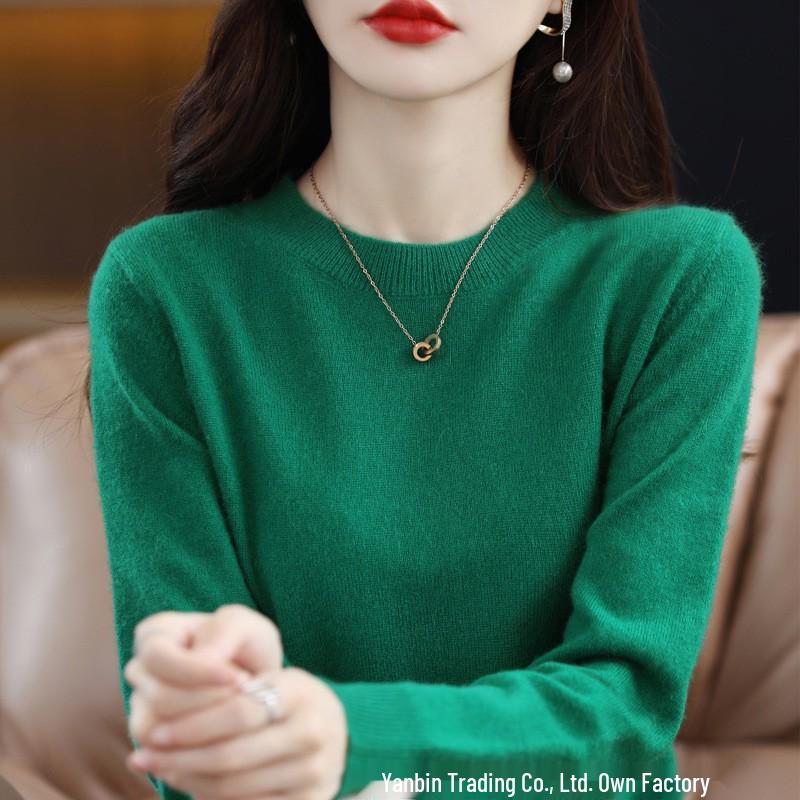 Women's Long Sleeve Round Neck Pullover: Stylish, Versatile, Light Knitwear for Autumn and Winter