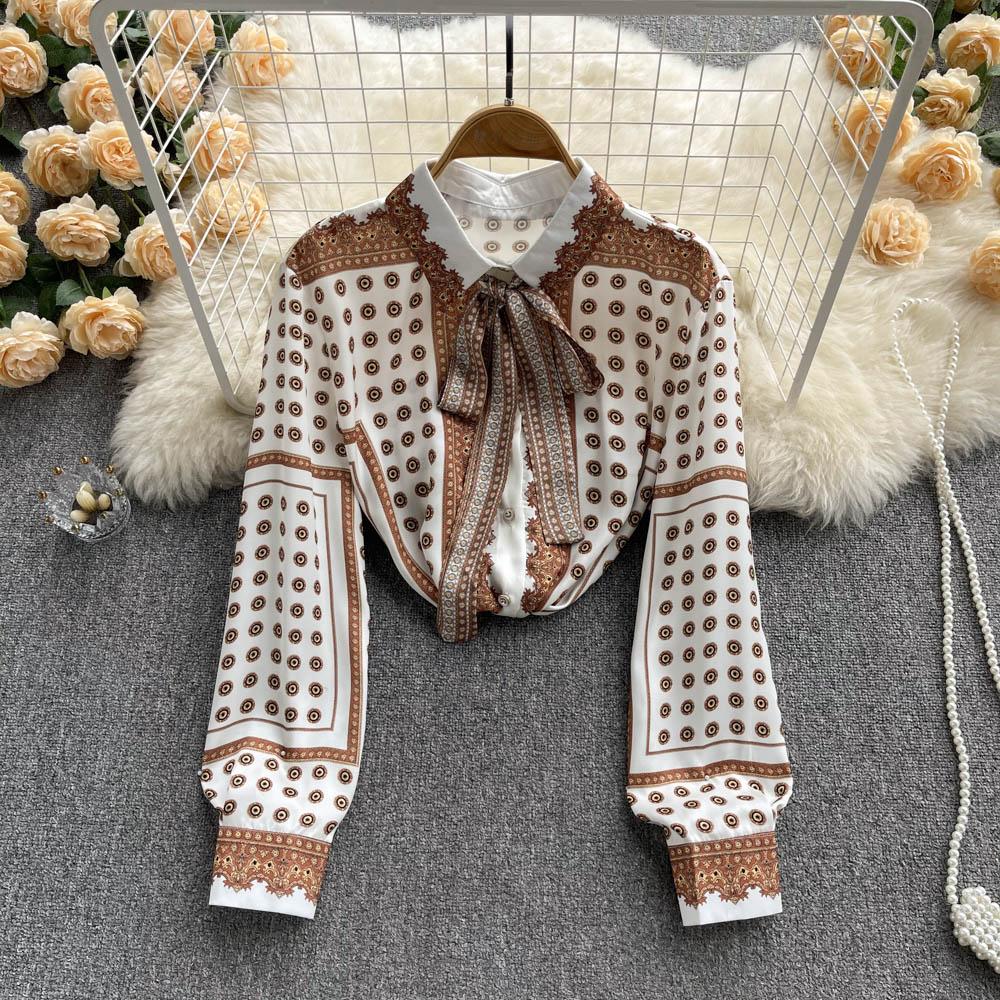 

RUGOD, новинка весны 2022 года в европейском и американском стиле, французская рубашка с длинными рукавами в стиле ретро, ​​женская тонкая драпированная шикарная красивая рубашка