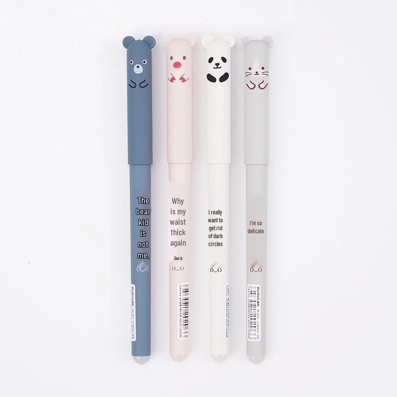 Little Bear Crystal Blue 0.5mm Erasable Gel Pen – Cute Cartoon Design for Students