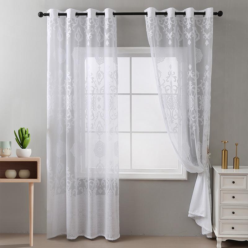 Semplice tenda per finestra in pizzo con fiori di rame, leggera e di lusso, in fibra di poliestere, adatta per soggiorno, camera da letto, sala da pranzo, cucina