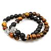 European & American Tiger Eye and Volcanic Stone Buddha Bracelet for Men & Women