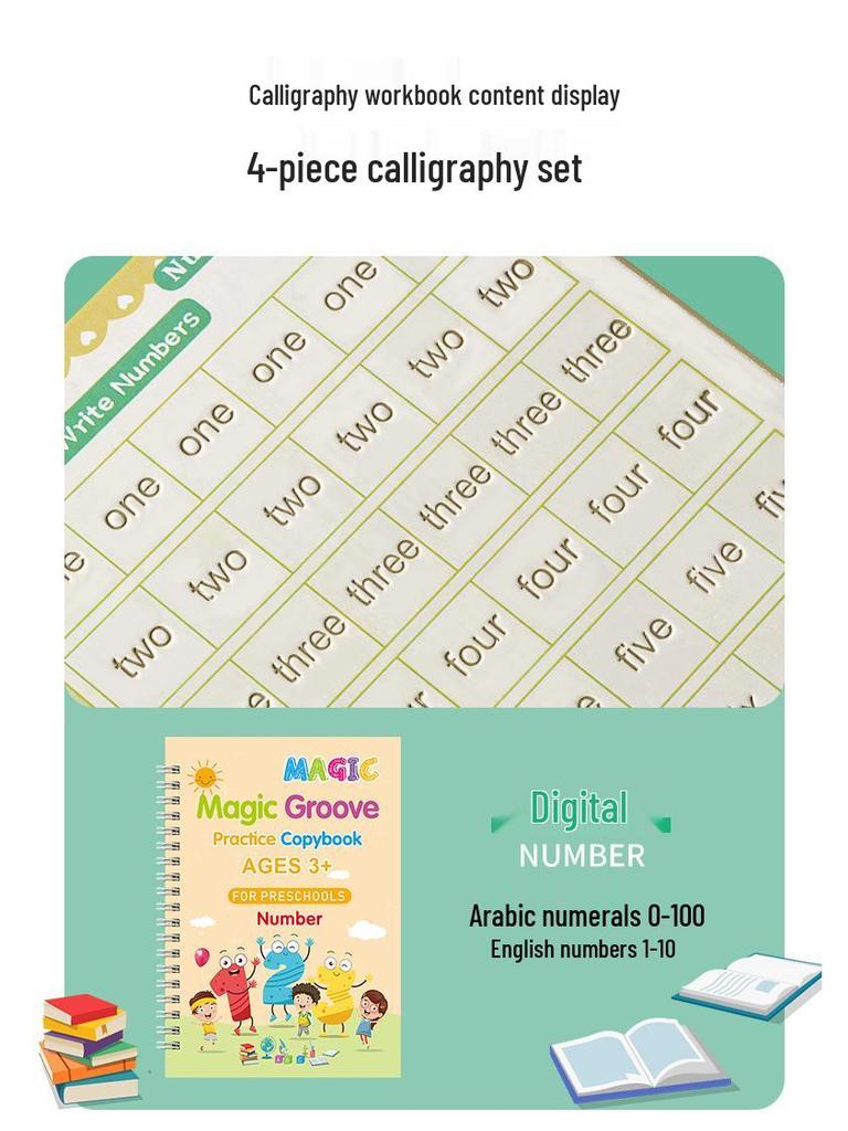 Children's Calligraphy Practice Book: Numbers & Letters for Beginners