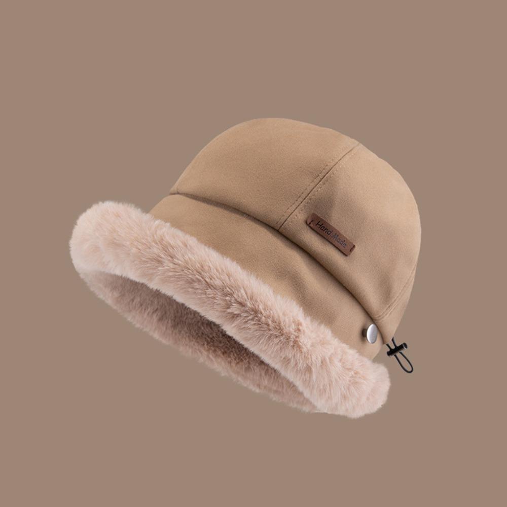 Windproof Fluffy Fur Bucket Hat Soft Warm Cap Cute Winter Fisherman Hat  Outdoor