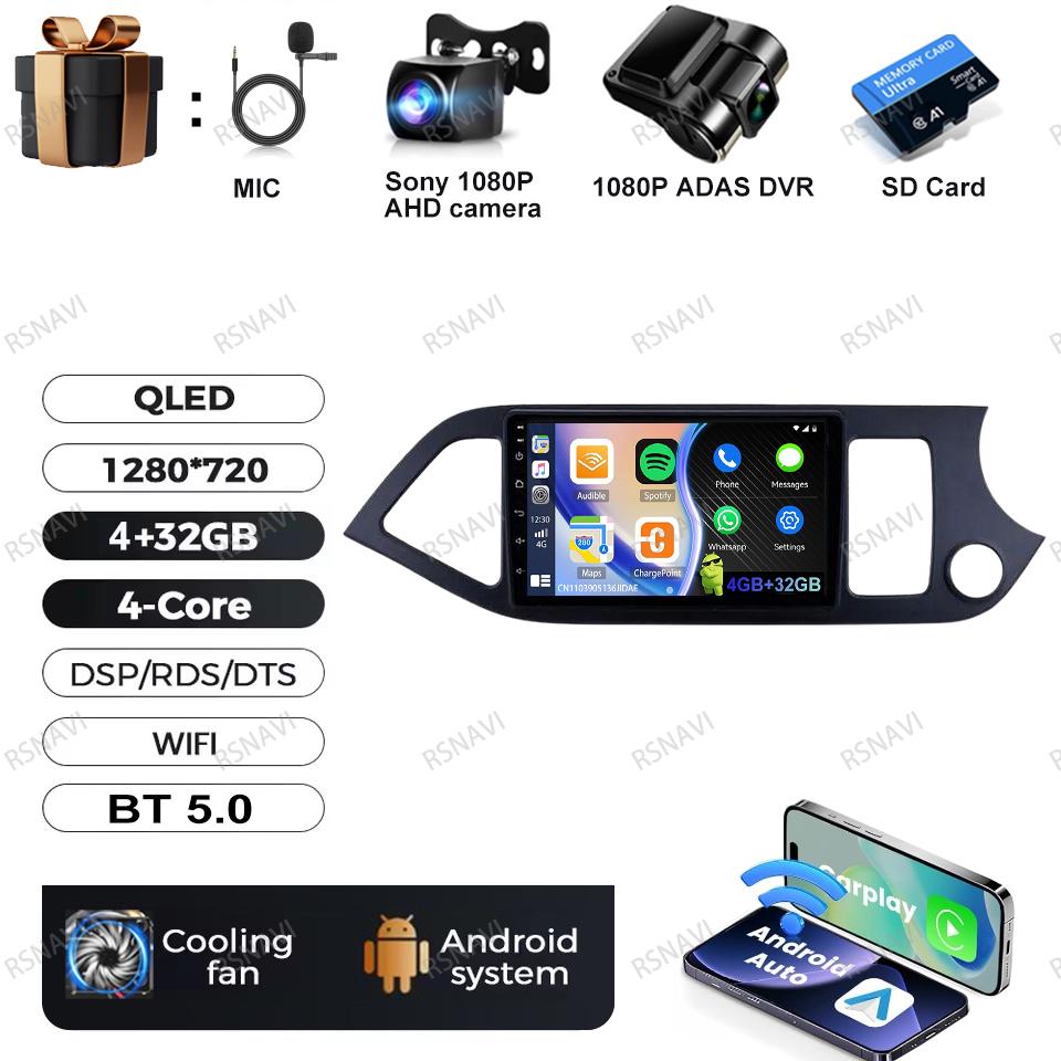 Car Radio Android 16 For KIA PICANTO Morning 2011-2016 RHD Navigation DVD BT 5G WIFI Viedo Player Autoradio 4G LTE Head Unit DSP