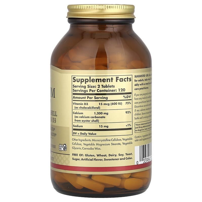 Kalzium "600" aus Austernschale mit Vitamin D3, 240 Tabletten