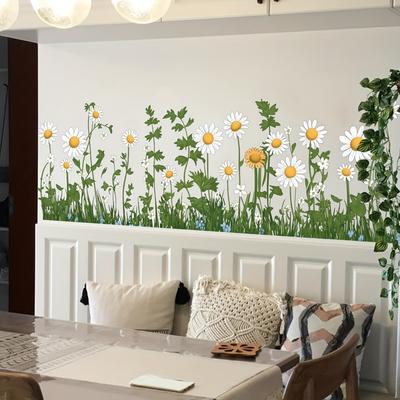 1 Stück Große Blumen Wandaufkleber Gänseblümchen Tapetenähnliche Bordüre Dekoration Wohnzimmer Schlafzimmer Küche Abnehmbar PVC Schlafzimmer Dekor