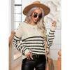 Autumn and Winter Women's Sweater Striped Button Twisted Twist Vintage Long Sleeve Knitwear Pullover Sweater