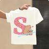 Capibara Cute T-shirt Kids Anime Capybara Letter A-Z Tees Girls Summer Short Sleeve Polyester Tops Children Clothes Gift Hot Sales