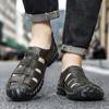 Sandals Summer Closed Toe Genuine Leather Outdoor Driving Men's Soft Bottom Non-Slip Wading Hollow Hole Sports Beach Shoes