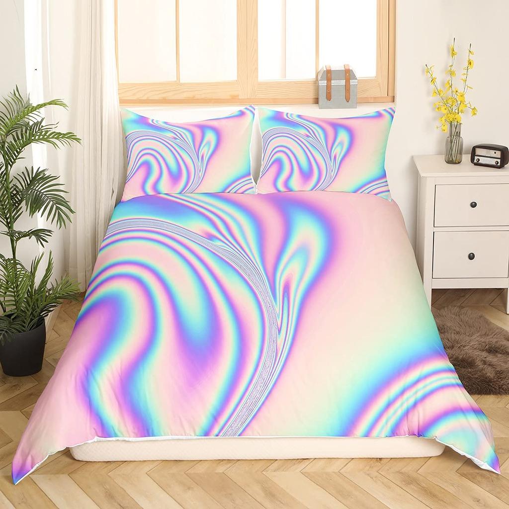 Tie-Dye Duvet Cover Set For Kids Boys Teens Queen Lightweight Quilt Covers Abstract Hippie Themed Boho Bedding Set Bedroom Decor
