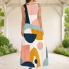 Women Plus Size Grey Black White Printed Scoop Neck Sleeveless A Line Maxi Dress
