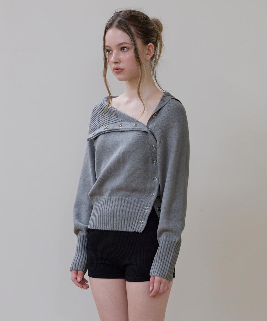 Rosefranz Fold Off Shoulder Knit [Gray]
