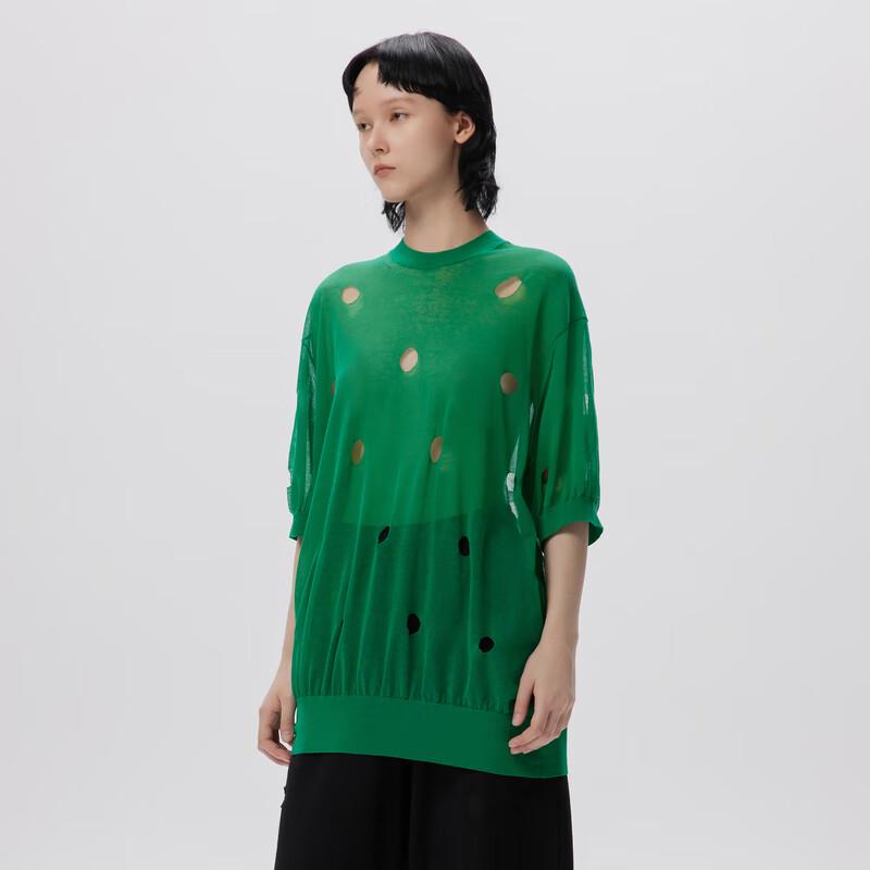 JNBY 2023 Fall Short Sleeve Polka Dot Knit Sweater