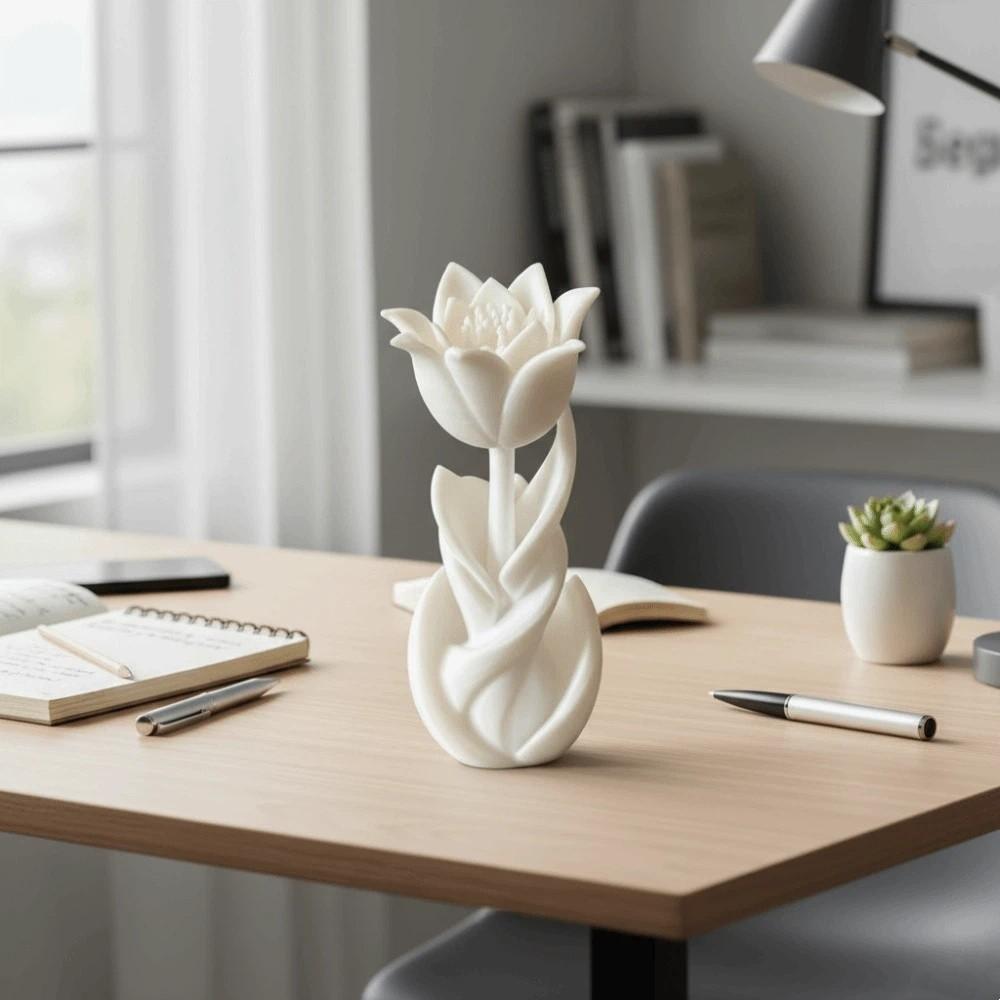 3D Printed Spiral Tulip Statue Desk Decor Miniature Decoration Tulip Ornament Bookshelves Racks
