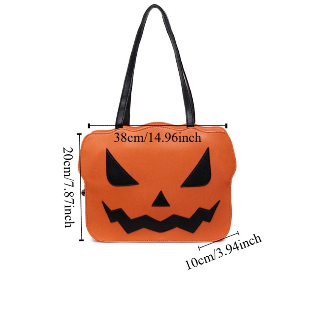 Pu Leather Halloween Tote Bag Gothic Demon Messenger Bag Funny Pumpkin Shoulder Bag Women