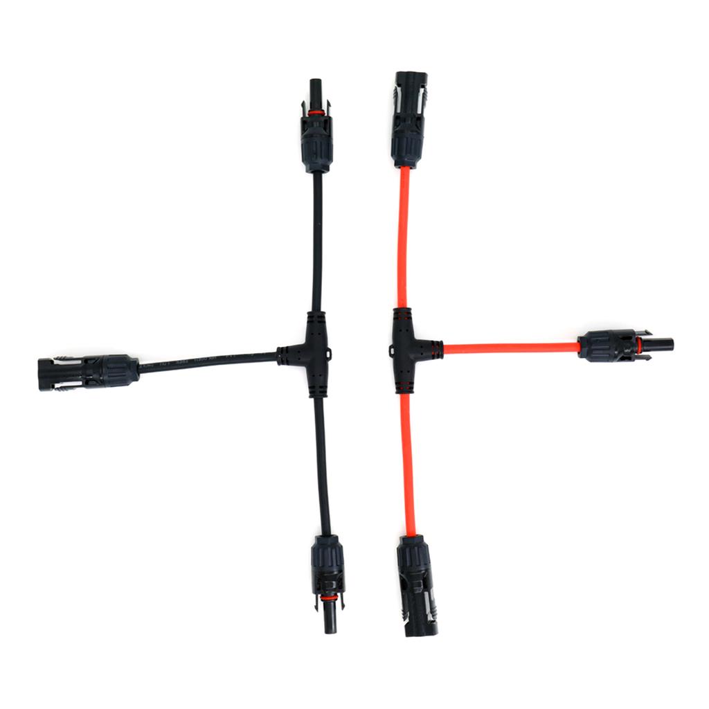 Solar Panel T Branch Connectors 30A 1000V Dual Photovoltaic Wire Splitter 6mm2 Extension Cable Pair for Energy Systems