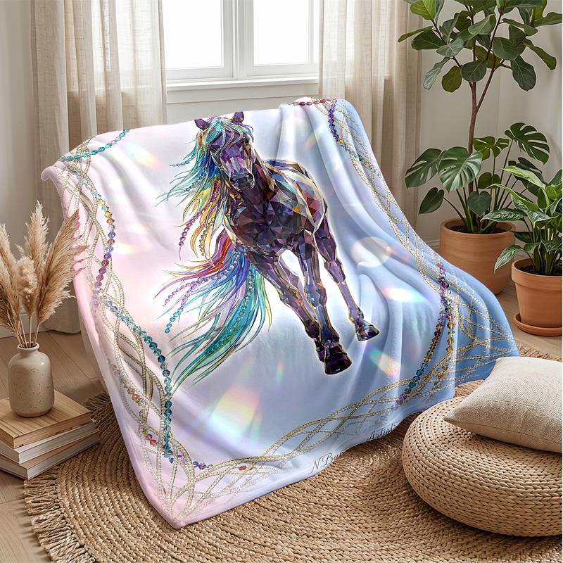 Oceanic Horse Majesty Theme blanket Lightweight Warm Flannel Blanket Decorative Throw Blanket for Home Decoration